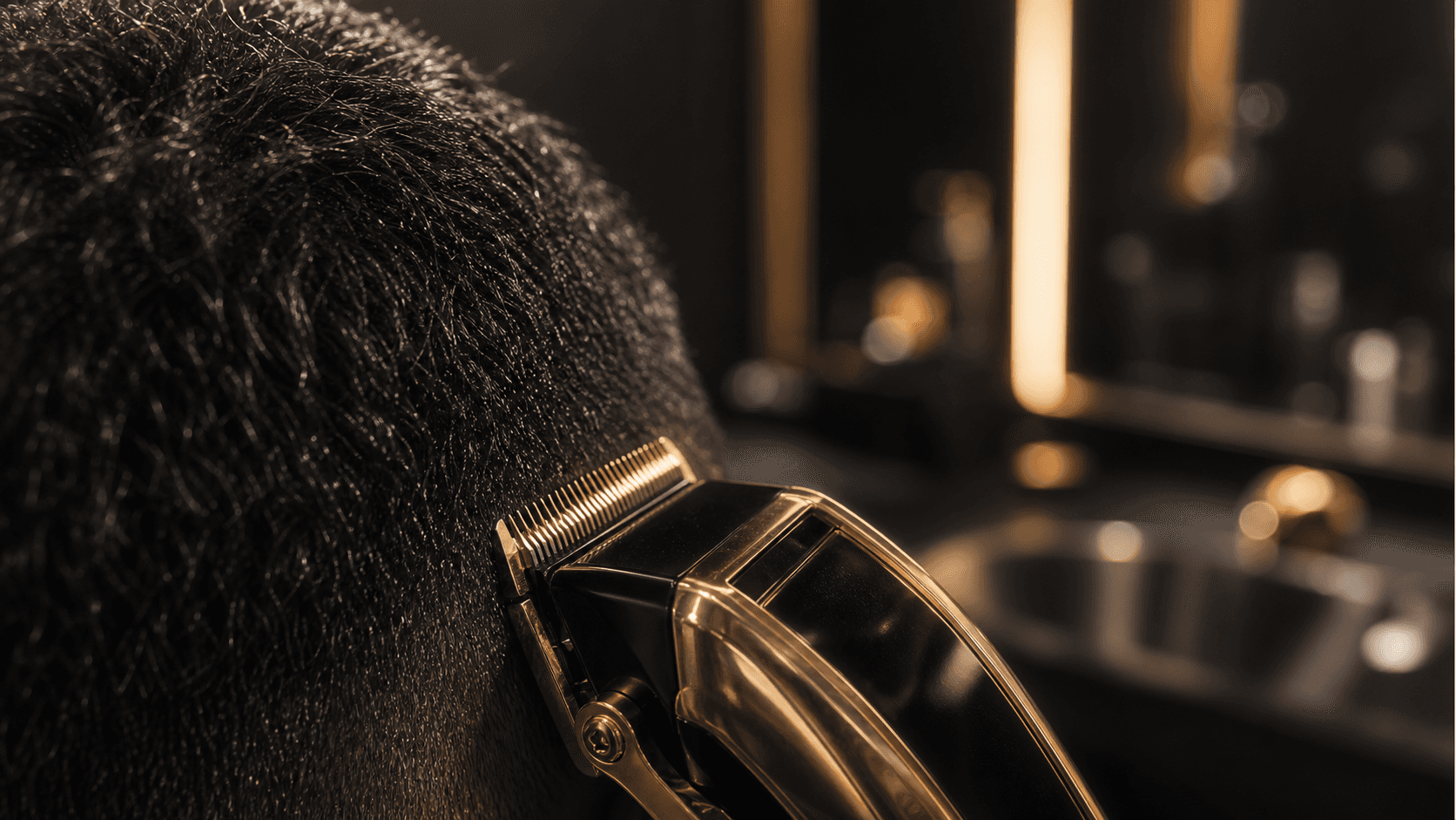 Cinematic close-up of clippers and hair for Royal Cutz 21